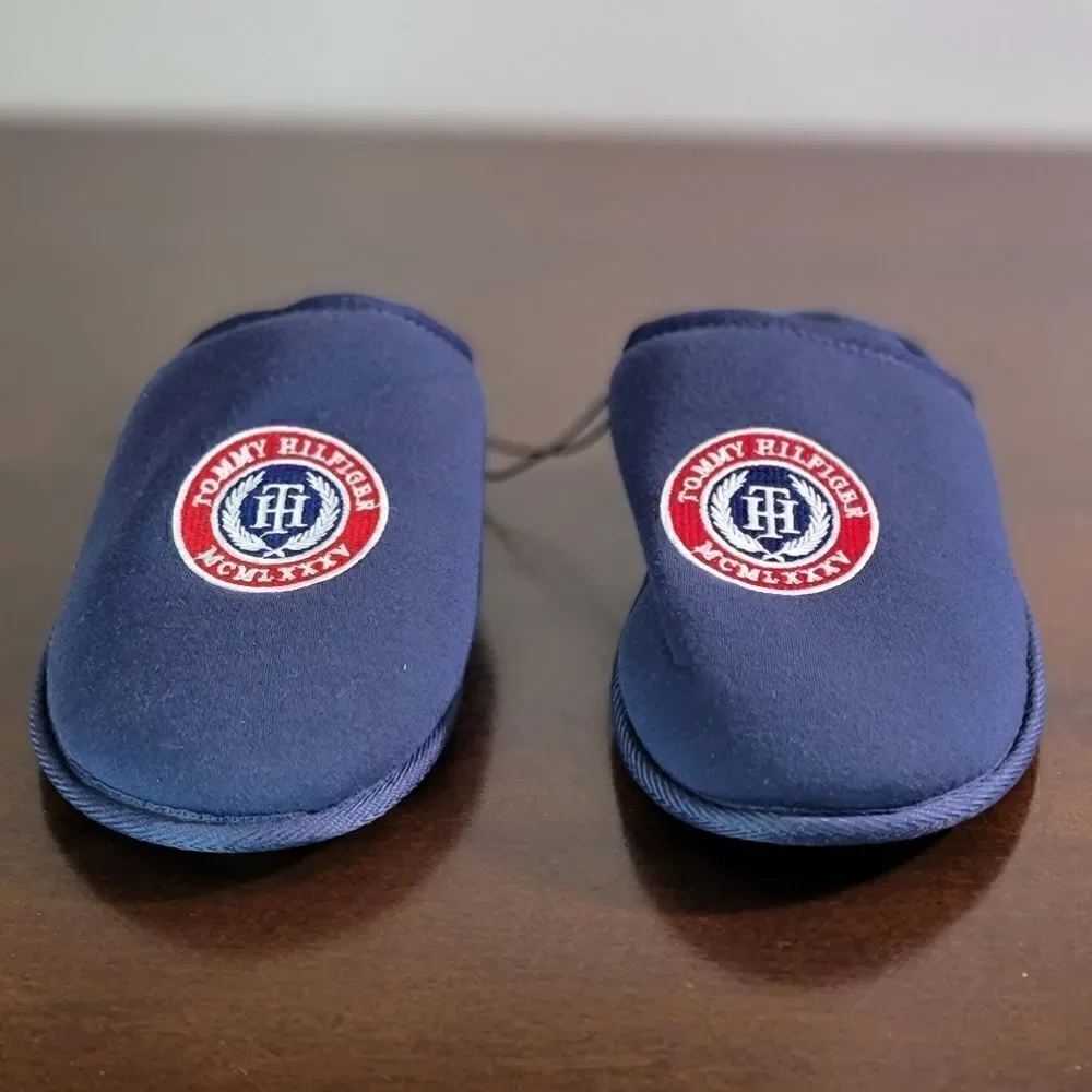 Tommy Hilfiger Men's Slippers Navy Red Size 11 New Comfort Shoes Slides Slip-On
